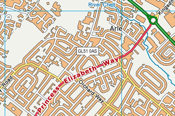 GL51 0AS map - OS VectorMap District (Ordnance Survey)
