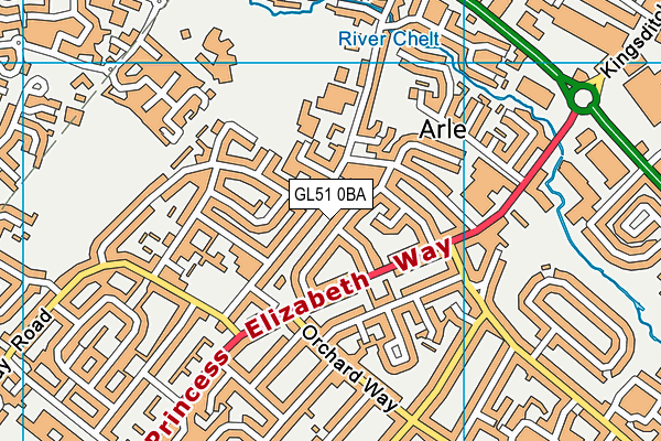 GL51 0BA map - OS VectorMap District (Ordnance Survey)