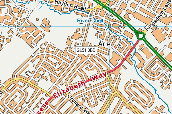 GL51 0BD map - OS VectorMap District (Ordnance Survey)