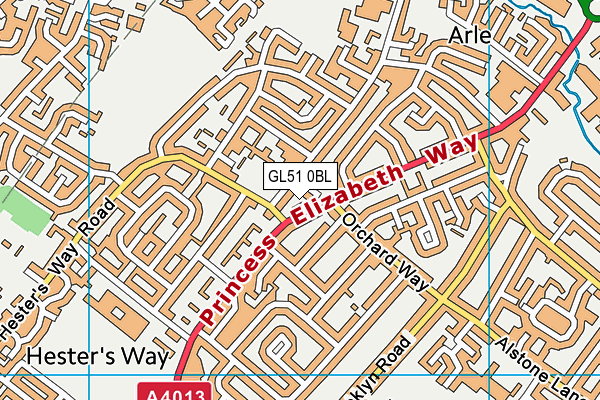 GL51 0BL map - OS VectorMap District (Ordnance Survey)