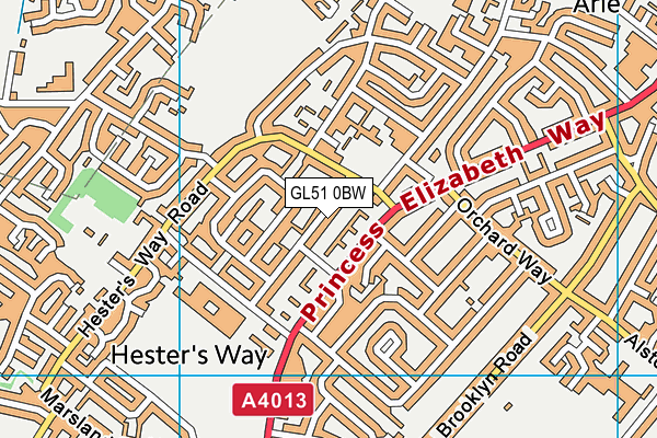 GL51 0BW map - OS VectorMap District (Ordnance Survey)