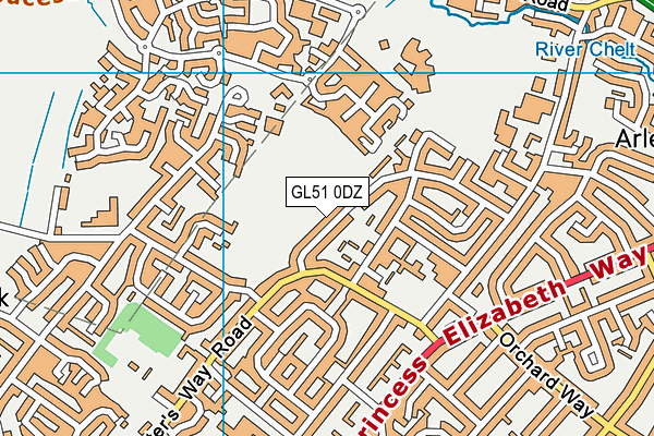 Springfields Park map (GL51 0DZ) - OS VectorMap District (Ordnance Survey)