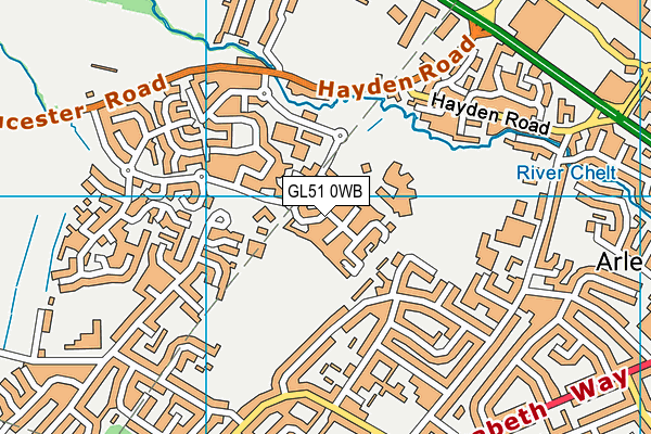GL51 0WB map - OS VectorMap District (Ordnance Survey)