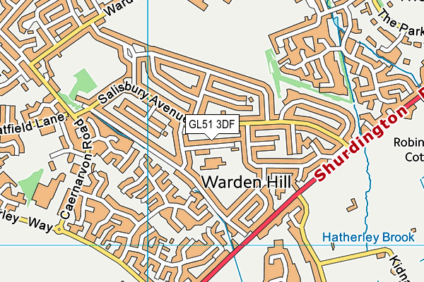 Warden Hill Primary School map (GL51 3DF) - OS VectorMap District (Ordnance Survey)