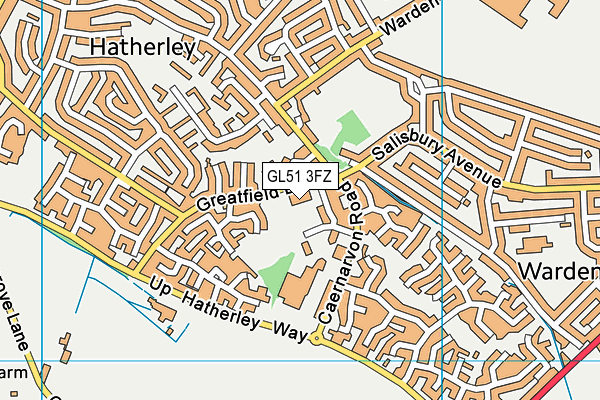 Greatfield Park Primary School map (GL51 3FZ) - OS VectorMap District (Ordnance Survey)