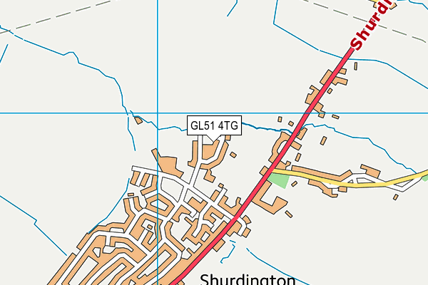 King George V Playing Field (Shurdington) map (GL51 4TG) - OS VectorMap District (Ordnance Survey)