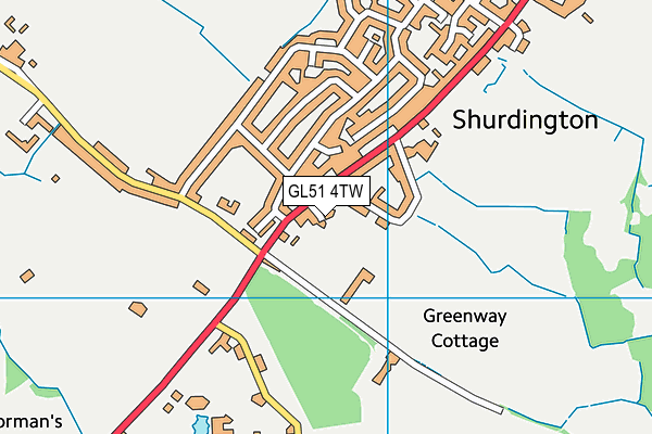 GL51 4TW map - OS VectorMap District (Ordnance Survey)