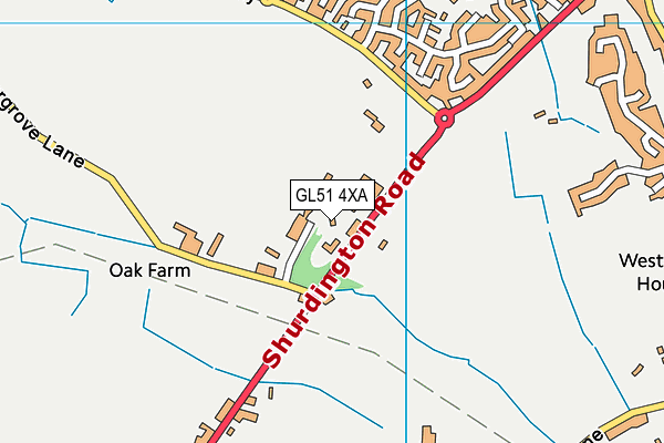 GL51 4XA map - OS VectorMap District (Ordnance Survey)