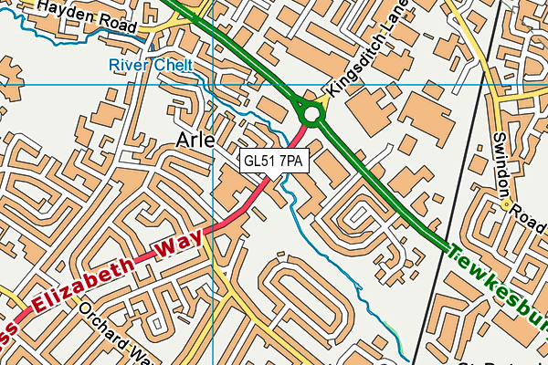 GL51 7PA map - OS VectorMap District (Ordnance Survey)