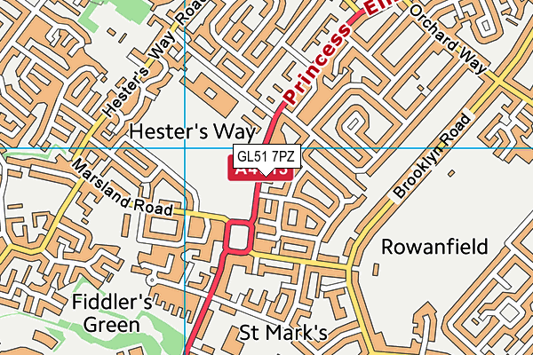 GL51 7PZ map - OS VectorMap District (Ordnance Survey)