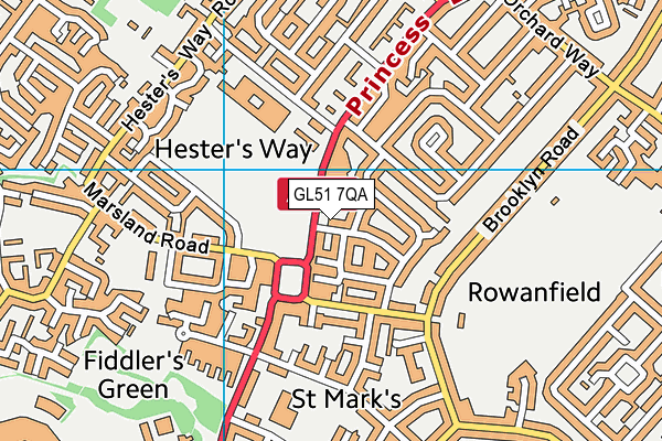 GL51 7QA map - OS VectorMap District (Ordnance Survey)