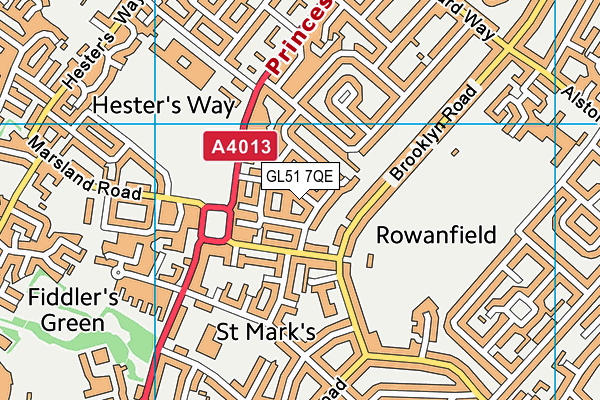 GL51 7QE map - OS VectorMap District (Ordnance Survey)