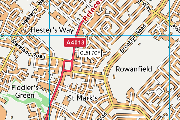 GL51 7QF map - OS VectorMap District (Ordnance Survey)