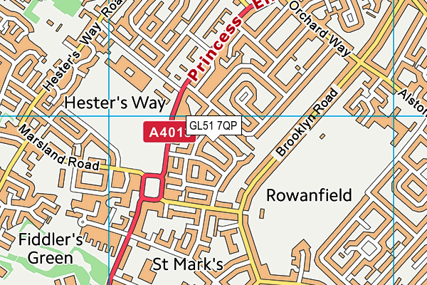 GL51 7QP map - OS VectorMap District (Ordnance Survey)