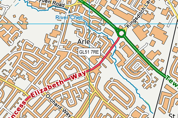 GL51 7RE map - OS VectorMap District (Ordnance Survey)