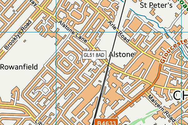 GL51 8AD map - OS VectorMap District (Ordnance Survey)