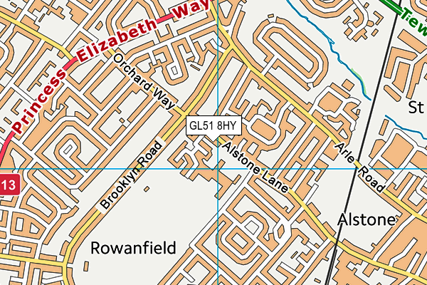 Rowanfield Junior School map (GL51 8HY) - OS VectorMap District (Ordnance Survey)