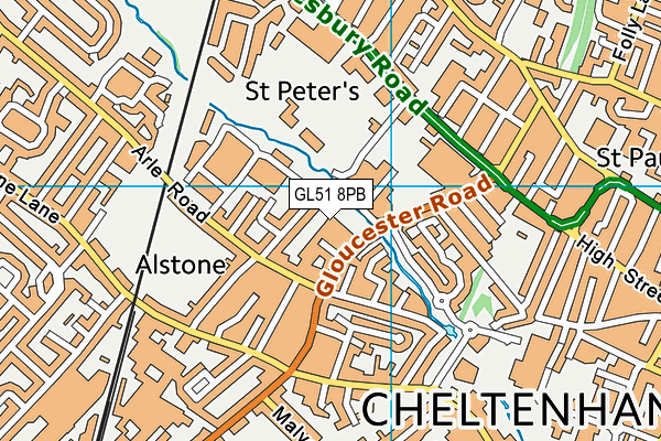 Gloucester Road Primary School map (GL51 8PB) - OS VectorMap District (Ordnance Survey)