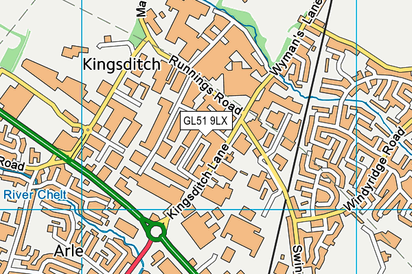 GL51 9LX map - OS VectorMap District (Ordnance Survey)