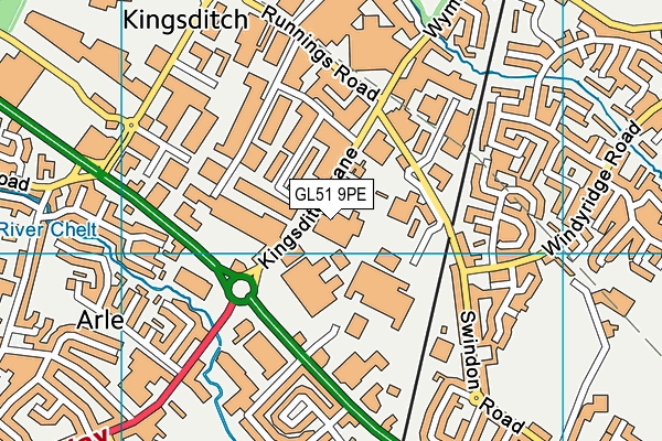 GL51 9PE map - OS VectorMap District (Ordnance Survey)