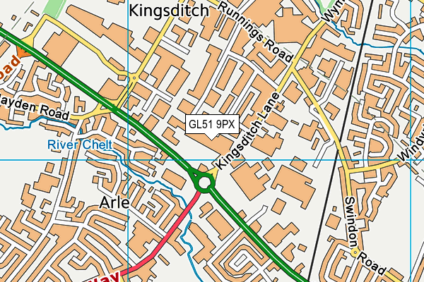 GL51 9PX map - OS VectorMap District (Ordnance Survey)