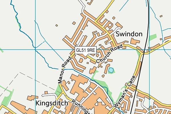 GL51 9RE map - OS VectorMap District (Ordnance Survey)