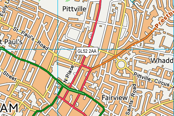 GL52 2AA map - OS VectorMap District (Ordnance Survey)