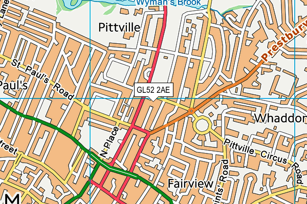 GL52 2AE map - OS VectorMap District (Ordnance Survey)