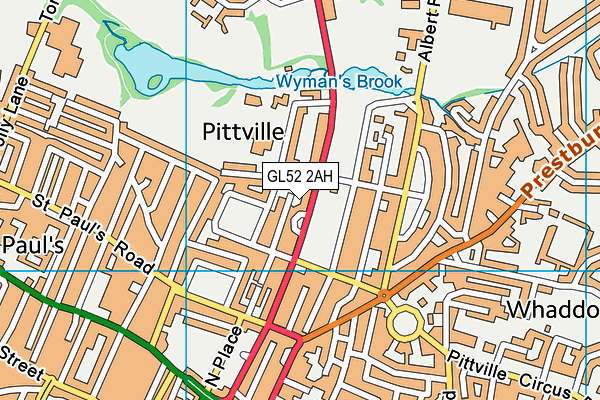 GL52 2AH map - OS VectorMap District (Ordnance Survey)