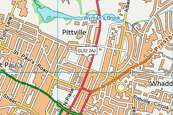 GL52 2AJ map - OS VectorMap District (Ordnance Survey)