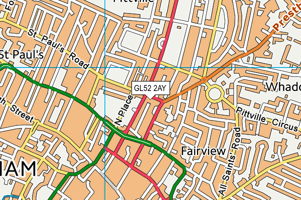 GL52 2AY map - OS VectorMap District (Ordnance Survey)