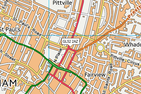 GL52 2AZ map - OS VectorMap District (Ordnance Survey)