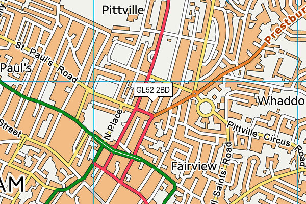 GL52 2BD map - OS VectorMap District (Ordnance Survey)