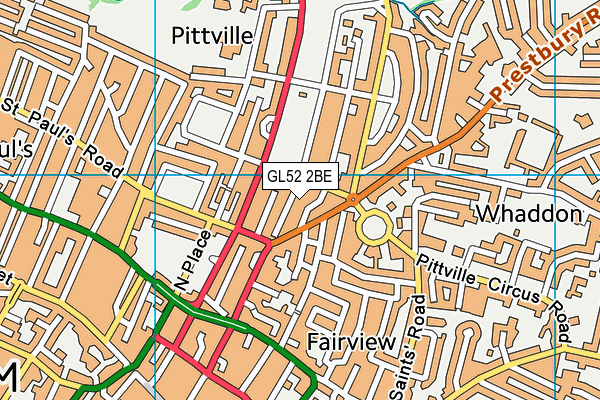 GL52 2BE map - OS VectorMap District (Ordnance Survey)