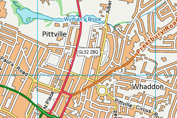 GL52 2BQ map - OS VectorMap District (Ordnance Survey)