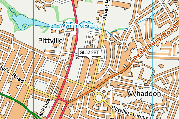 GL52 2BT map - OS VectorMap District (Ordnance Survey)