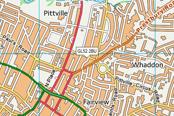 GL52 2BU map - OS VectorMap District (Ordnance Survey)