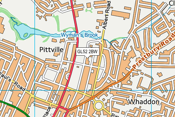 GL52 2BW map - OS VectorMap District (Ordnance Survey)