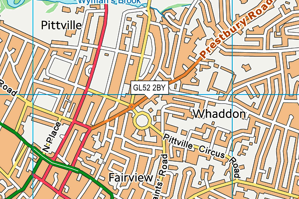 GL52 2BY map - OS VectorMap District (Ordnance Survey)