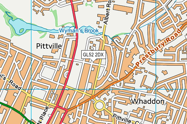 GL52 2DX map - OS VectorMap District (Ordnance Survey)