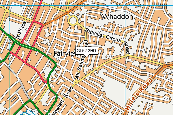 GL52 2HD map - OS VectorMap District (Ordnance Survey)