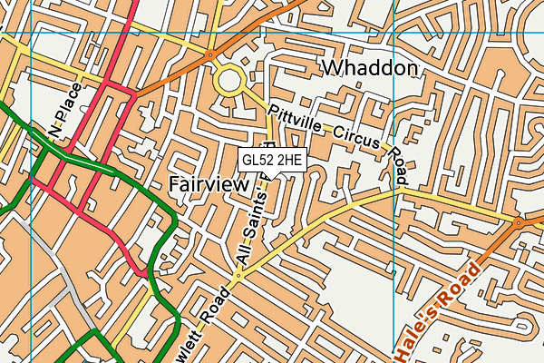 GL52 2HE map - OS VectorMap District (Ordnance Survey)