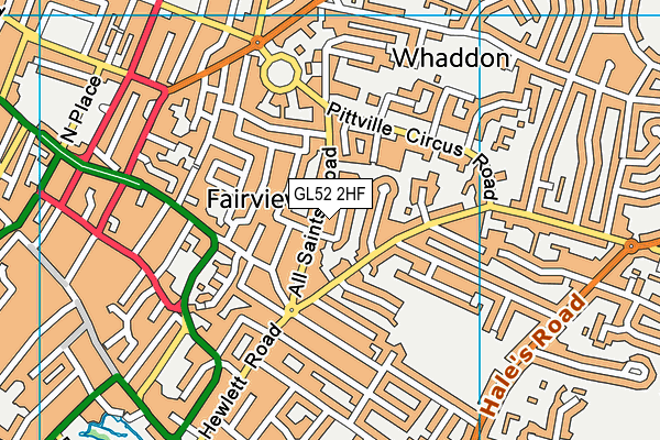 GL52 2HF map - OS VectorMap District (Ordnance Survey)