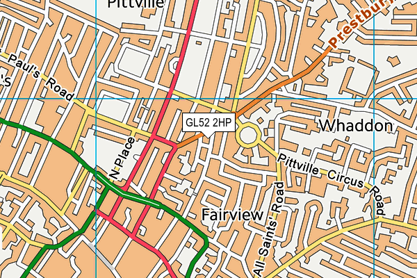 GL52 2HP map - OS VectorMap District (Ordnance Survey)