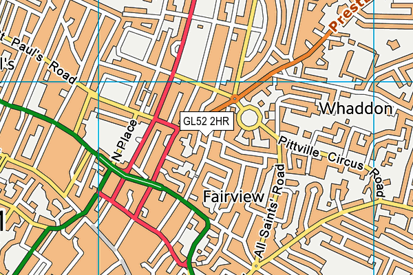 GL52 2HR map - OS VectorMap District (Ordnance Survey)