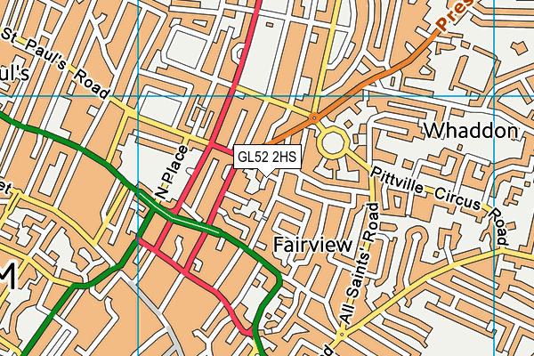 GL52 2HS map - OS VectorMap District (Ordnance Survey)