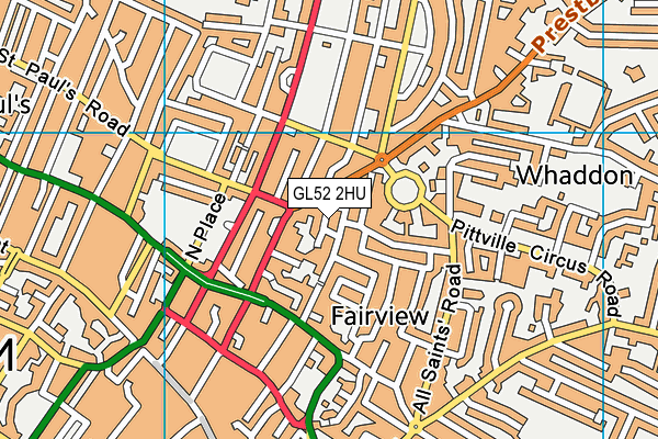 GL52 2HU map - OS VectorMap District (Ordnance Survey)