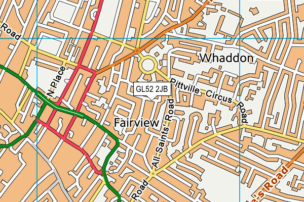 GL52 2JB map - OS VectorMap District (Ordnance Survey)