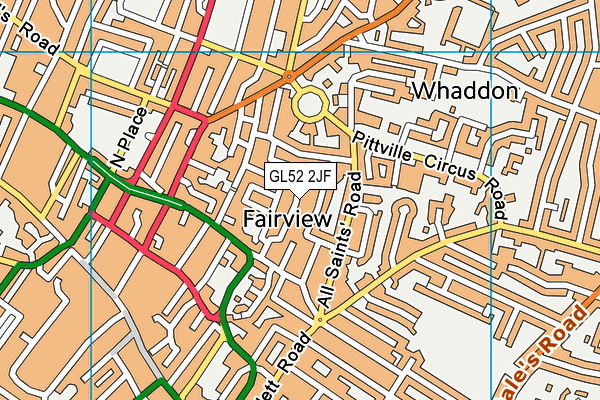 GL52 2JF map - OS VectorMap District (Ordnance Survey)