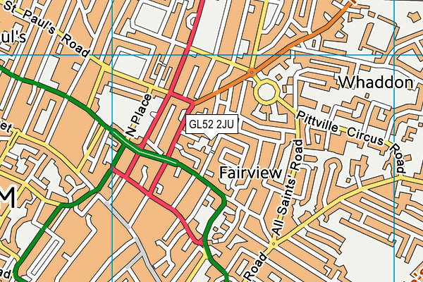 GL52 2JU map - OS VectorMap District (Ordnance Survey)